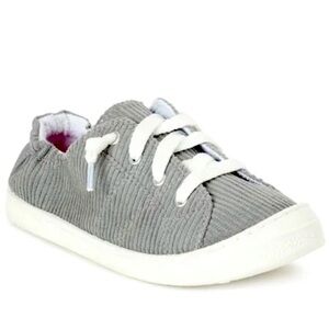 🎄 GIRLS SIZE 1 GRAY CORDUROY ELASTIC ANKLE FIT CASUAL SNEAKERS SCHOOL PLAY